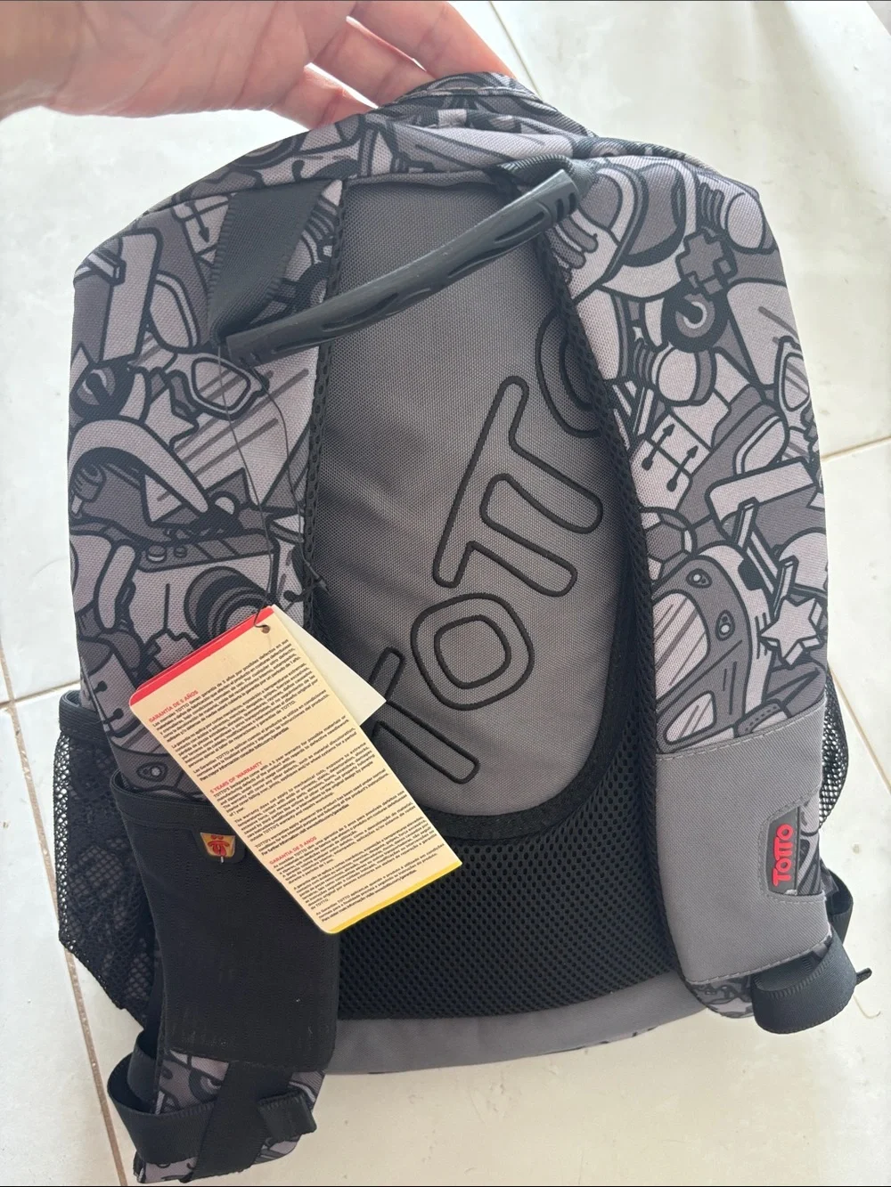 NWT Totto Gray and Black Graphic boy's Backpack
